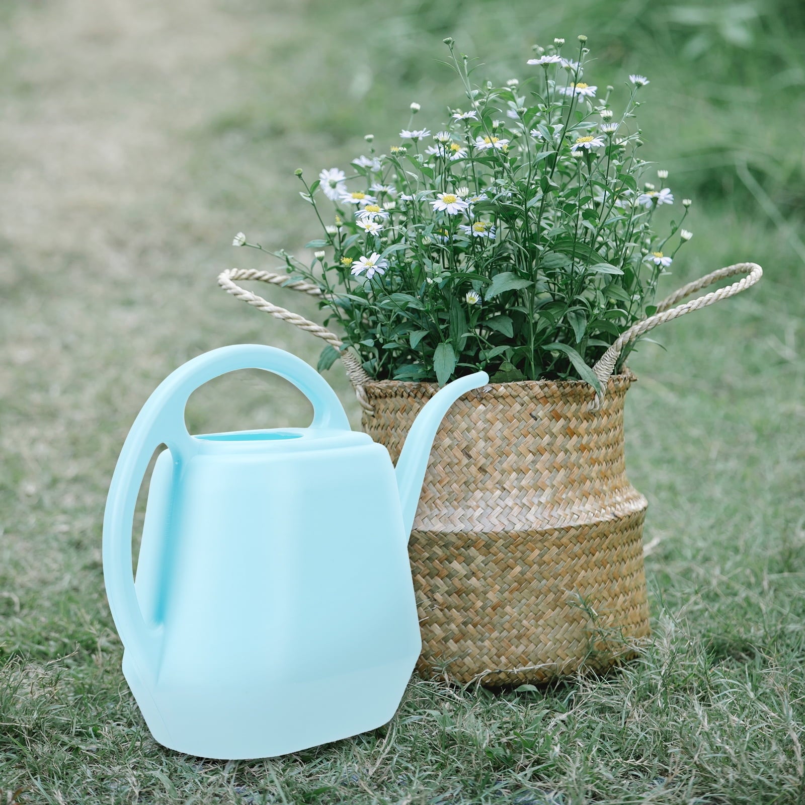 Long Spout Watering Can Pail for Outdoor Spray Bottle Plant Pitcher Sky-blue