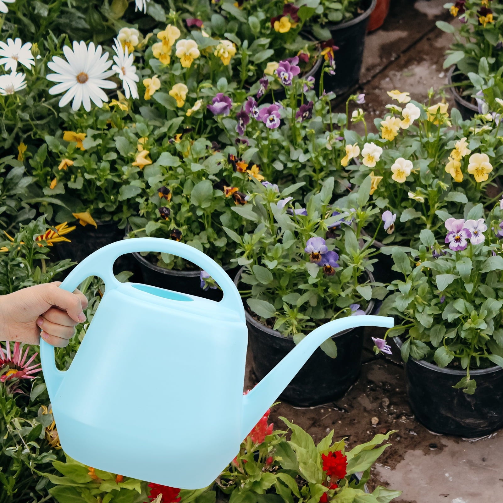 Long Spout Watering Can Pail for Outdoor Spray Bottle Plant Pitcher Sky-blue