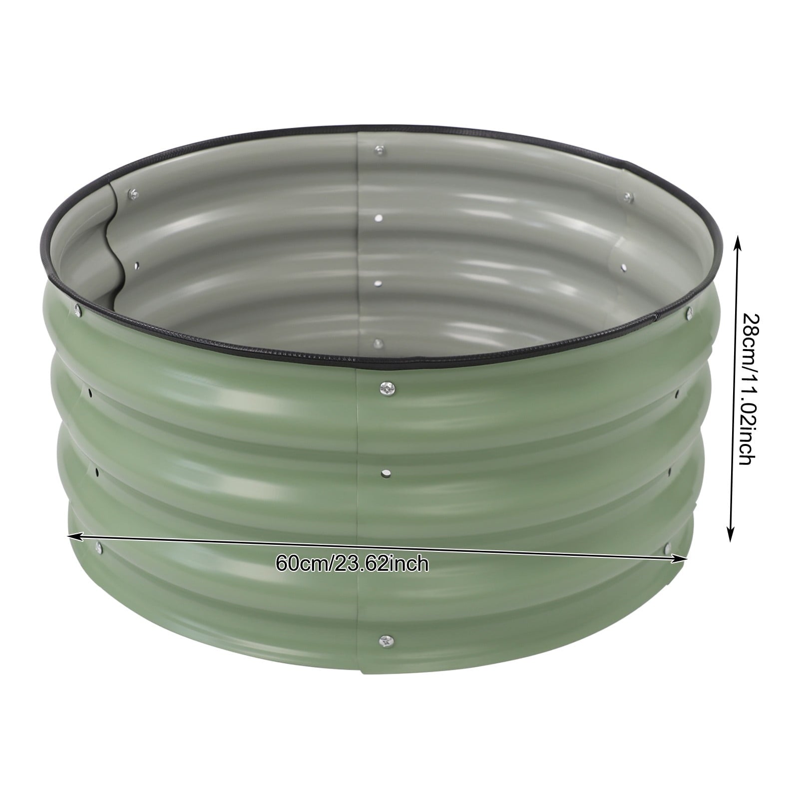 Round Metal Planter, Raised Garden Bed, Raised Planter Box for Planting for Growing Vegetables, Fruits, Flowers, Herbs, and Other Plants (23.62*11.02in)