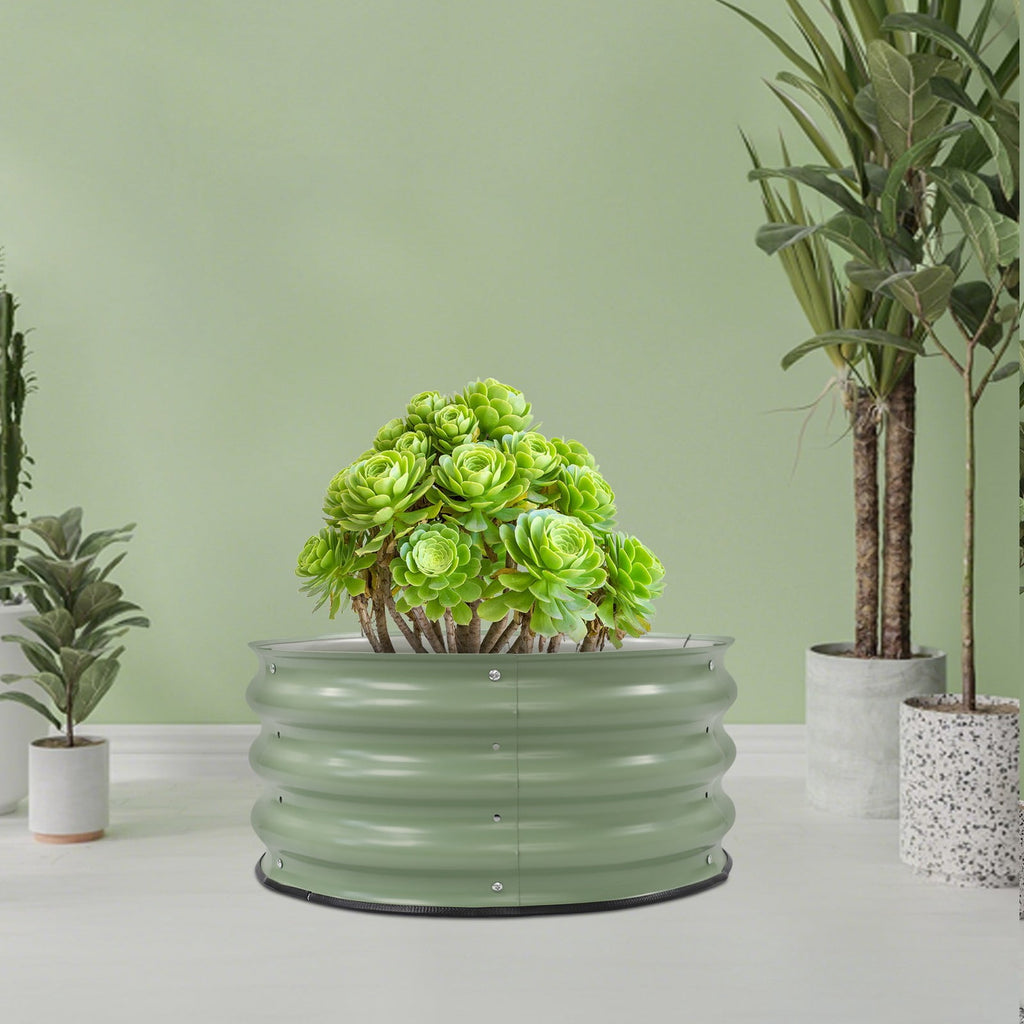 Round Metal Planter, Raised Garden Bed, Raised Planter Box for Planting for Growing Vegetables, Fruits, Flowers, Herbs, and Other Plants (23.62*11.02in)