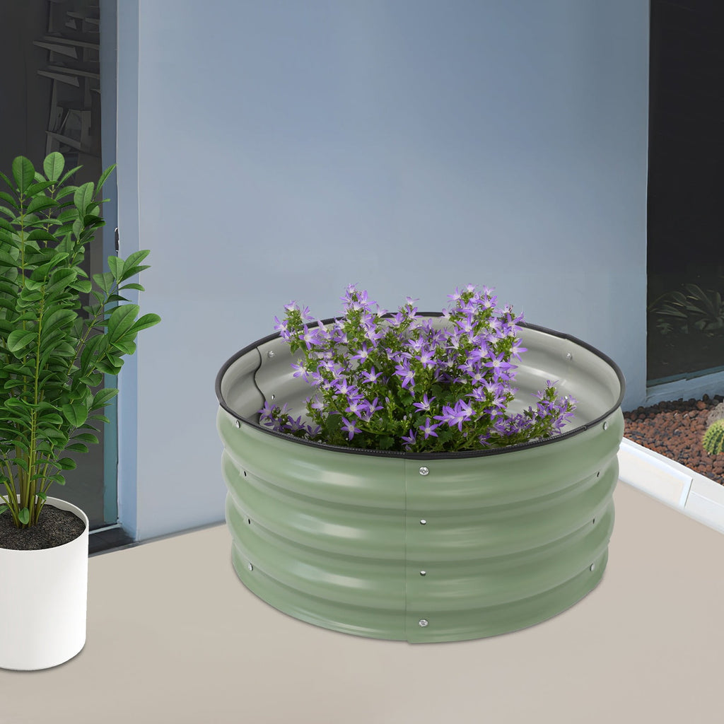 Round Metal Planter, Raised Garden Bed, Raised Planter Box for Planting for Growing Vegetables, Fruits, Flowers, Herbs, and Other Plants (23.62*11.02in)