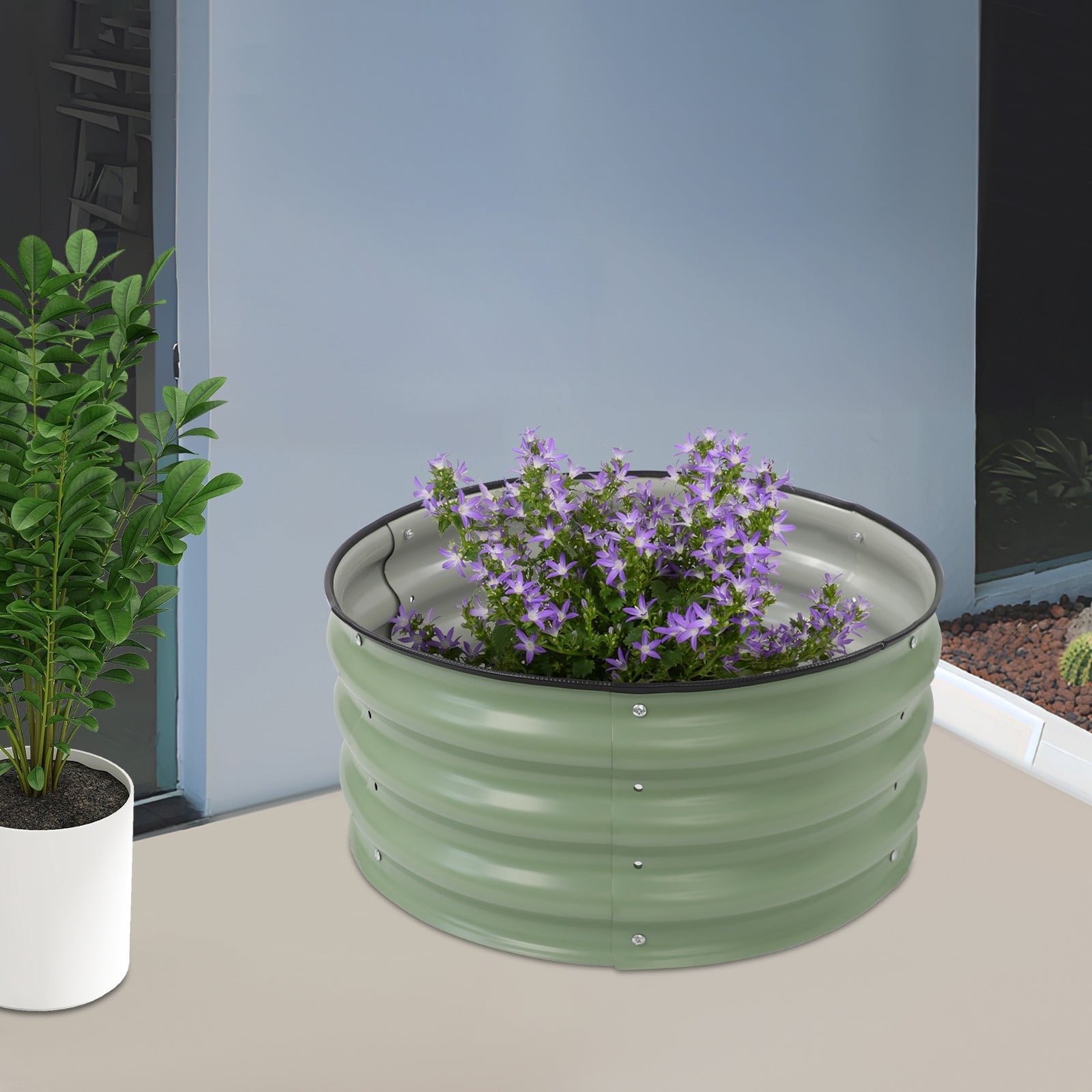 Round Metal Planter, Raised Garden Bed, Raised Planter Box for Planting for Growing Vegetables, Fruits, Flowers, Herbs, and Other Plants (23.62*11.02in)