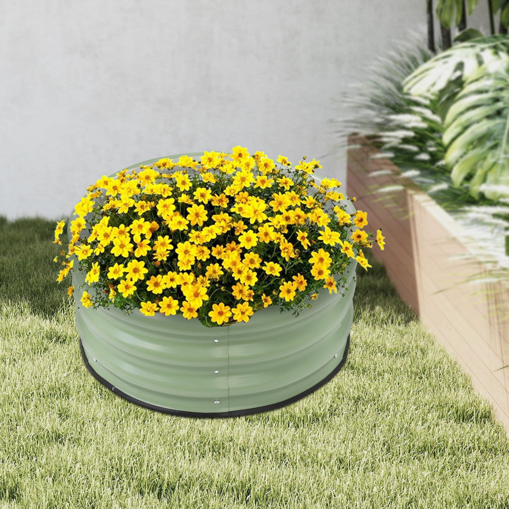 Round Metal Planter, Raised Garden Bed, Raised Planter Box for Planting for Growing Vegetables, Fruits, Flowers, Herbs, and Other Plants (23.62*11.02in)
