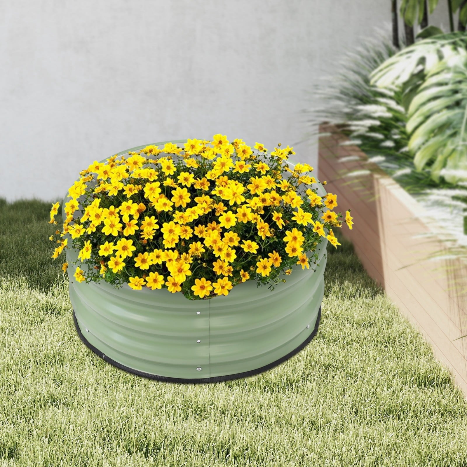 Round Metal Planter, Raised Garden Bed, Raised Planter Box for Planting for Growing Vegetables, Fruits, Flowers, Herbs, and Other Plants (23.62*11.02in)