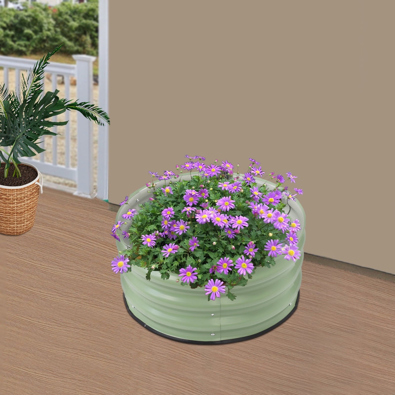 Round Metal Planter, Raised Garden Bed, Raised Planter Box for Planting for Growing Vegetables, Fruits, Flowers, Herbs, and Other Plants (23.62*11.02in)