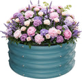Round Galvanized Raised Garden Bed kit, Blue Outdoor Garden Raised Planter Box, Round Large Metal Raised Garden Beds for Vegetable 2 * 2 * 1ft 1 Pack