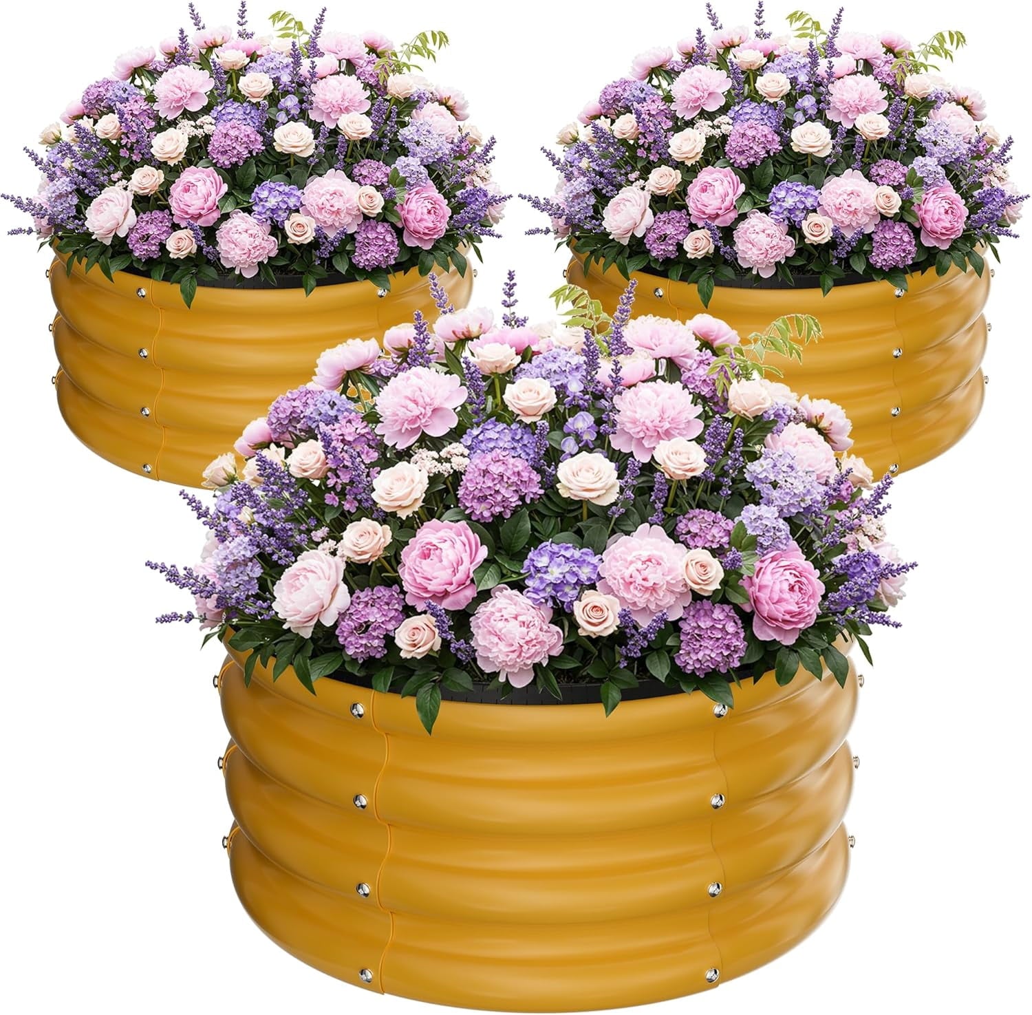 Round Galvanized Raised Garden Bed kit, Blue Outdoor Garden Raised Planter Box, Round Large Metal Raised Garden Beds for Vegetable 2 * 2 * 1ft 1 Pack