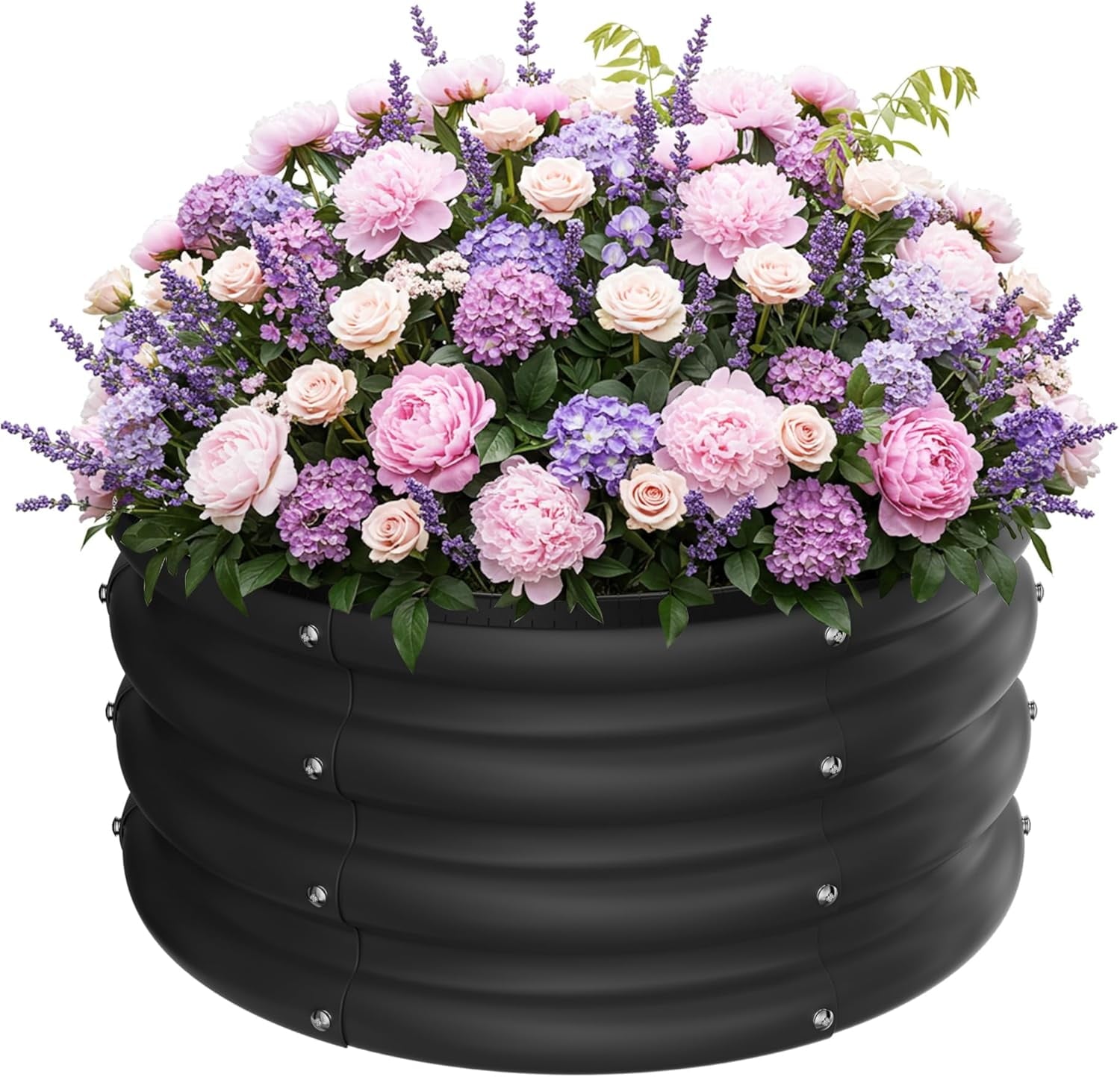 Round Galvanized Raised Garden Bed kit, Blue Outdoor Garden Raised Planter Box, Round Large Metal Raised Garden Beds for Vegetable 2 * 2 * 1ft 1 Pack