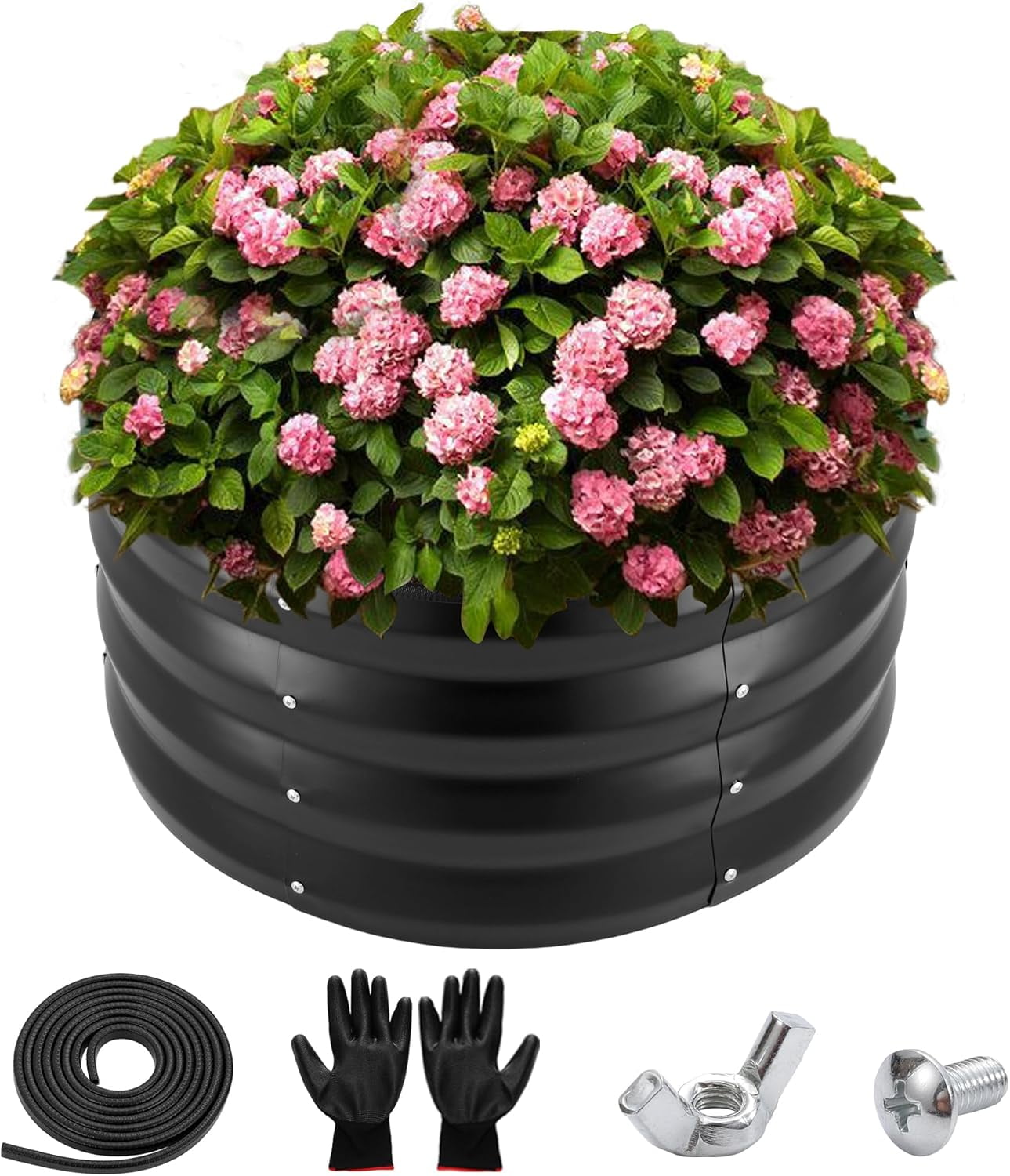 Round Galvanized Raised Garden Bed kit, Blue Outdoor Garden Raised Planter Box, Round Large Metal Raised Garden Beds for Vegetable 2 * 2 * 1ft 1 Pack