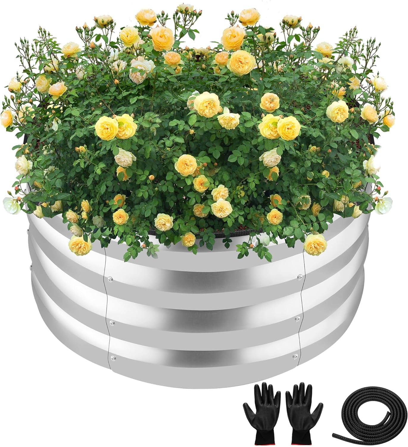 Round Galvanized Raised Garden Bed kit, Blue Outdoor Garden Raised Planter Box, Round Large Metal Raised Garden Beds for Vegetable 2 * 2 * 1ft 1 Pack