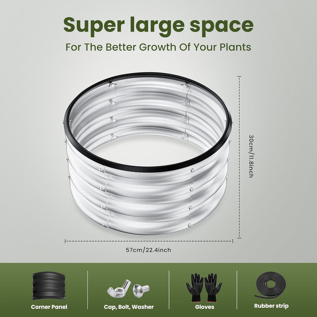 Round Galvanized Raised Garden Bed kit, Blue Outdoor Garden Raised Planter Box, Round Large Metal Raised Garden Beds for Vegetable 2 * 2 * 1ft 1 Pack