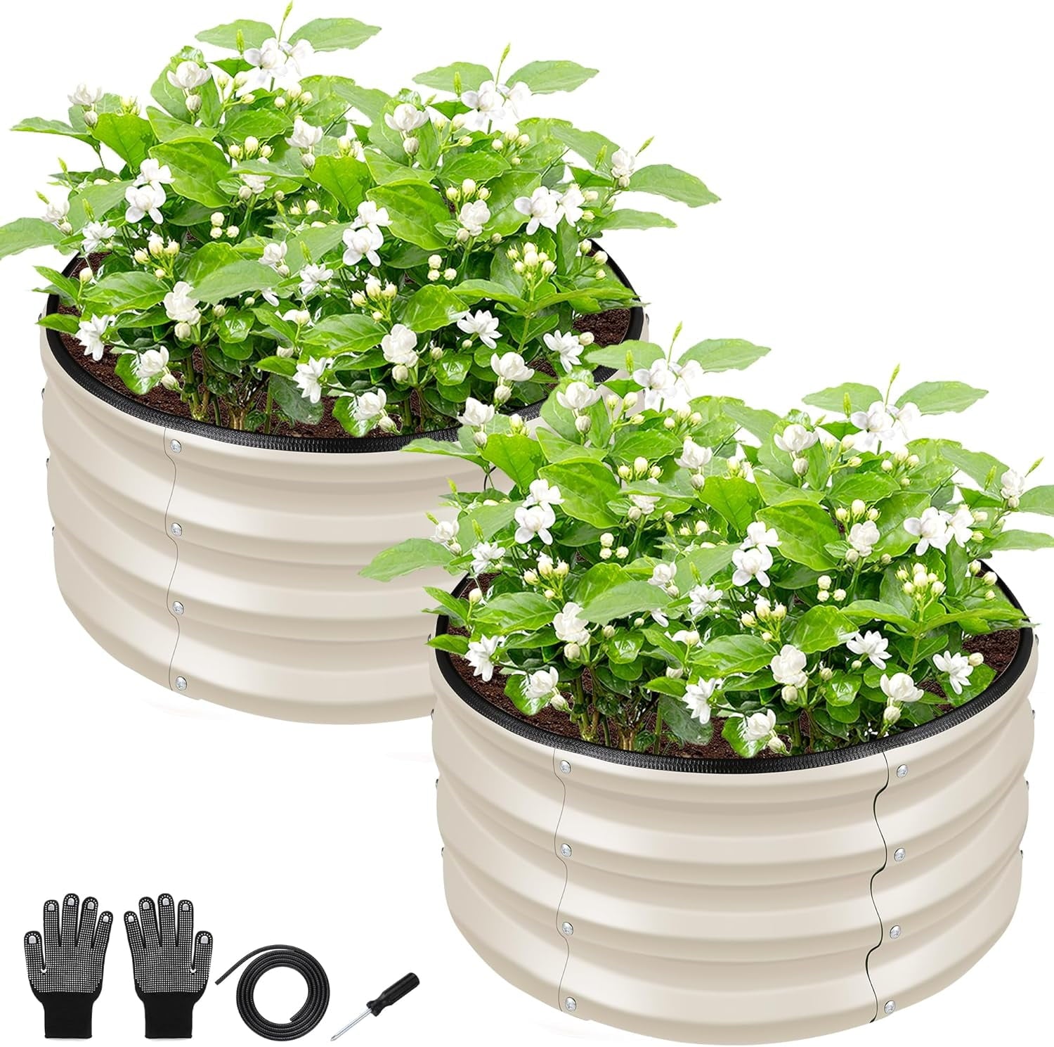 Round Galvanized Raised Garden Bed kit, Blue Outdoor Garden Raised Planter Box, Round Large Metal Raised Garden Beds for Vegetable 2 * 2 * 1ft 1 Pack