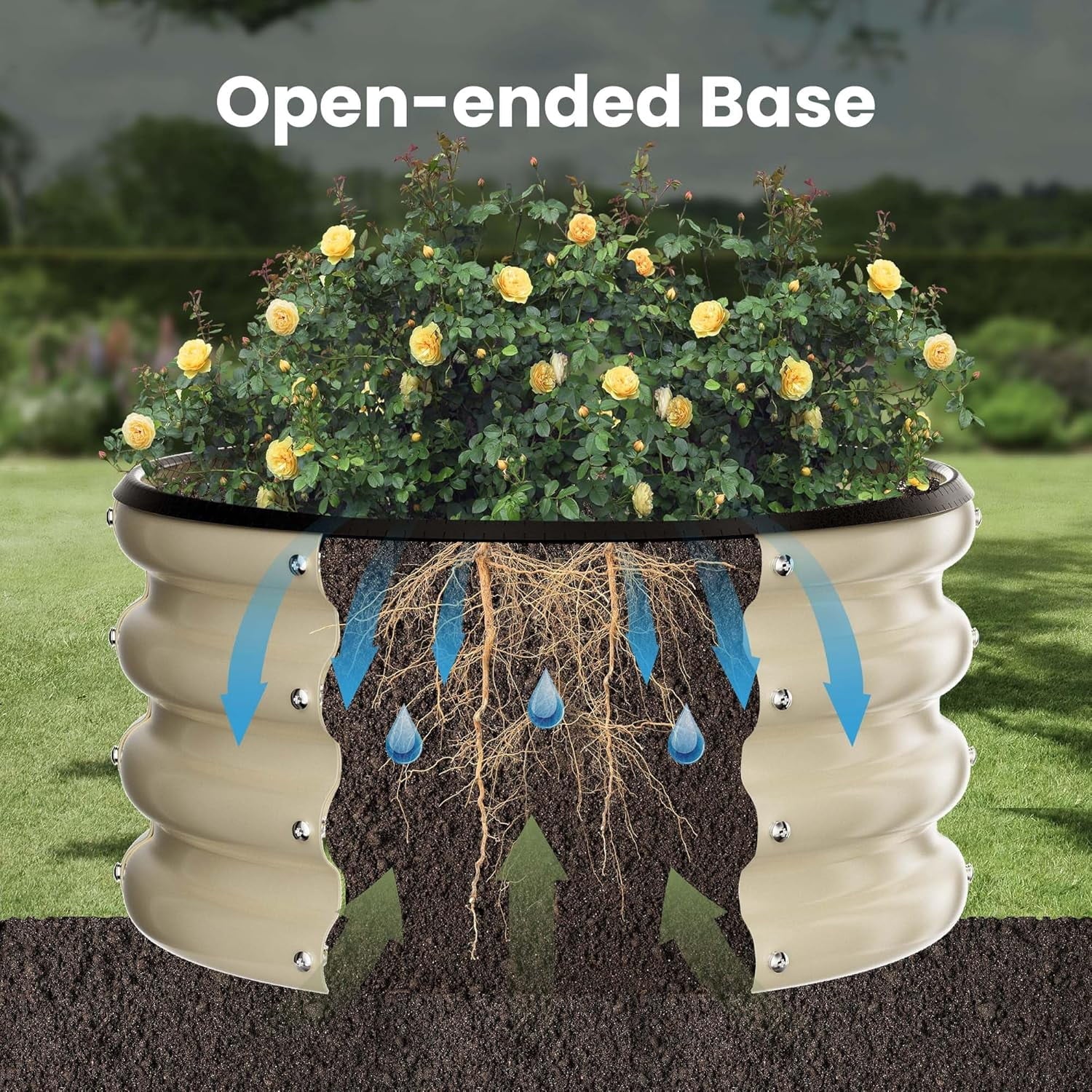 Round Galvanized Raised Garden Bed kit, Blue Outdoor Garden Raised Planter Box, Round Large Metal Raised Garden Beds for Vegetable 2 * 2 * 1ft 1 Pack