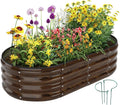 Galvanized Metal Raised Garden Bed Kit for Gardening Outdoor Planter Grow Garden Box Raised Flower Bed Galvanized Planter Outdoor Brown 1PC