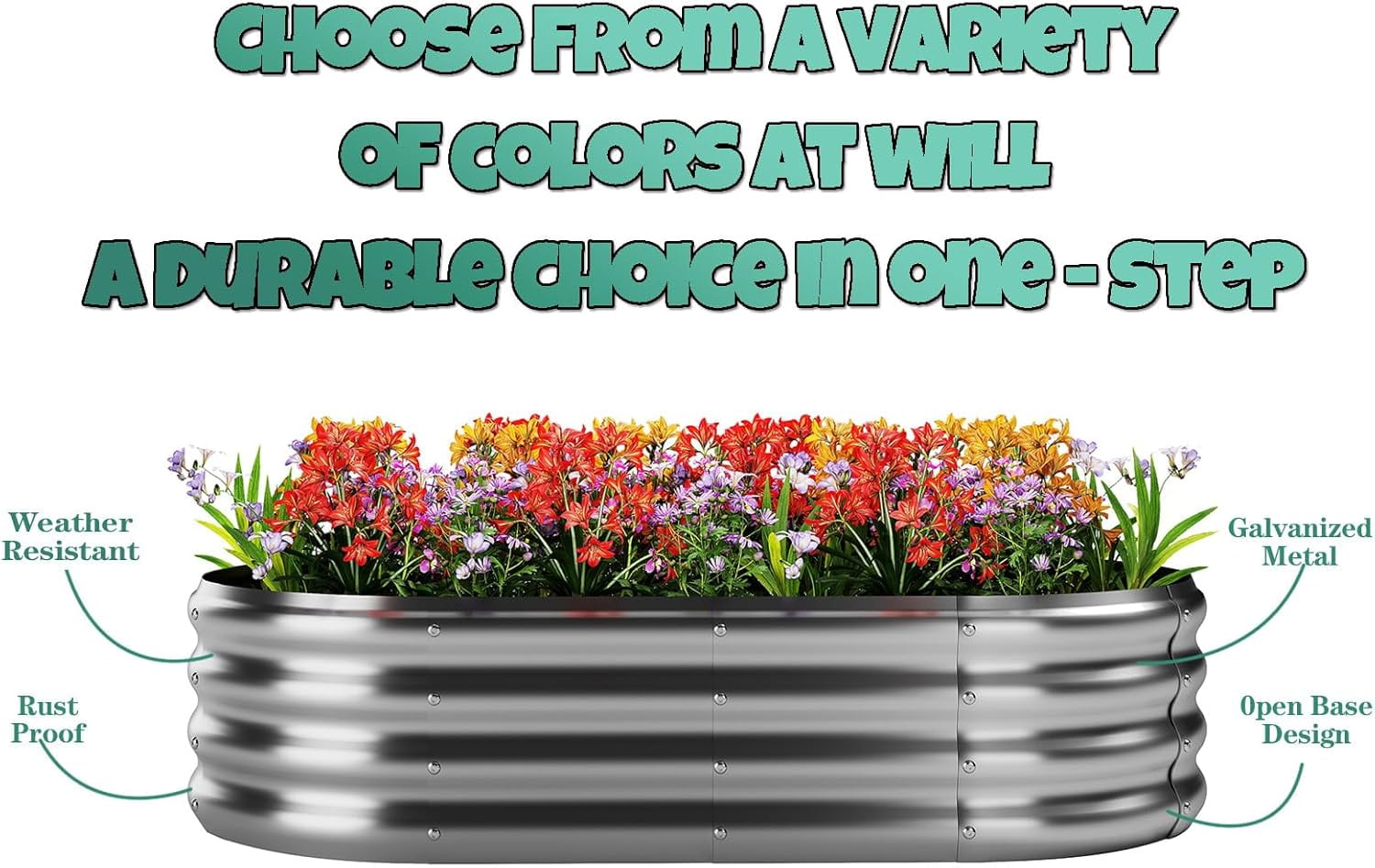Galvanized Metal Raised Garden Bed Kit for Gardening Outdoor Planter Grow Garden Box Raised Flower Bed Galvanized Planter Outdoor Brown 1PC