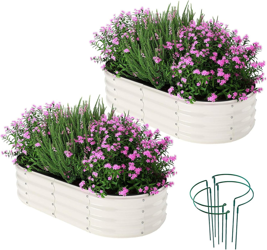 Galvanized Metal Raised Garden Bed Kit for Gardening Outdoor Planter Grow Garden Box Raised Flower Bed Galvanized Planter Outdoor Brown 1PC