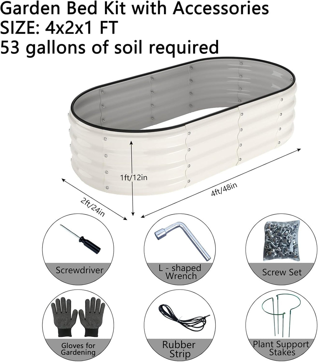 Galvanized Metal Raised Garden Bed Kit for Gardening Outdoor Planter Grow Garden Box Raised Flower Bed Galvanized Planter Outdoor Brown 1PC
