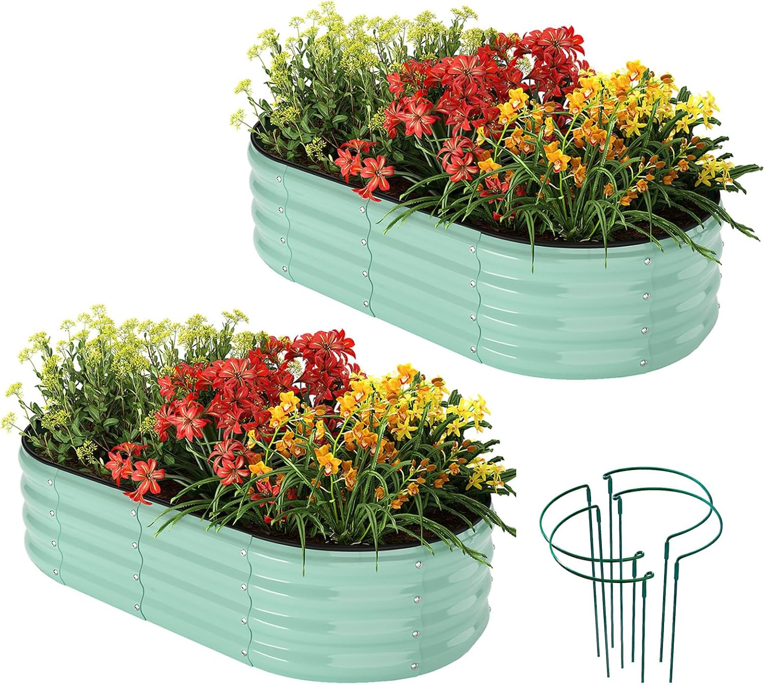 Galvanized Metal Raised Garden Bed Kit for Gardening Outdoor Planter Grow Garden Box Raised Flower Bed Galvanized Planter Outdoor Brown 1PC
