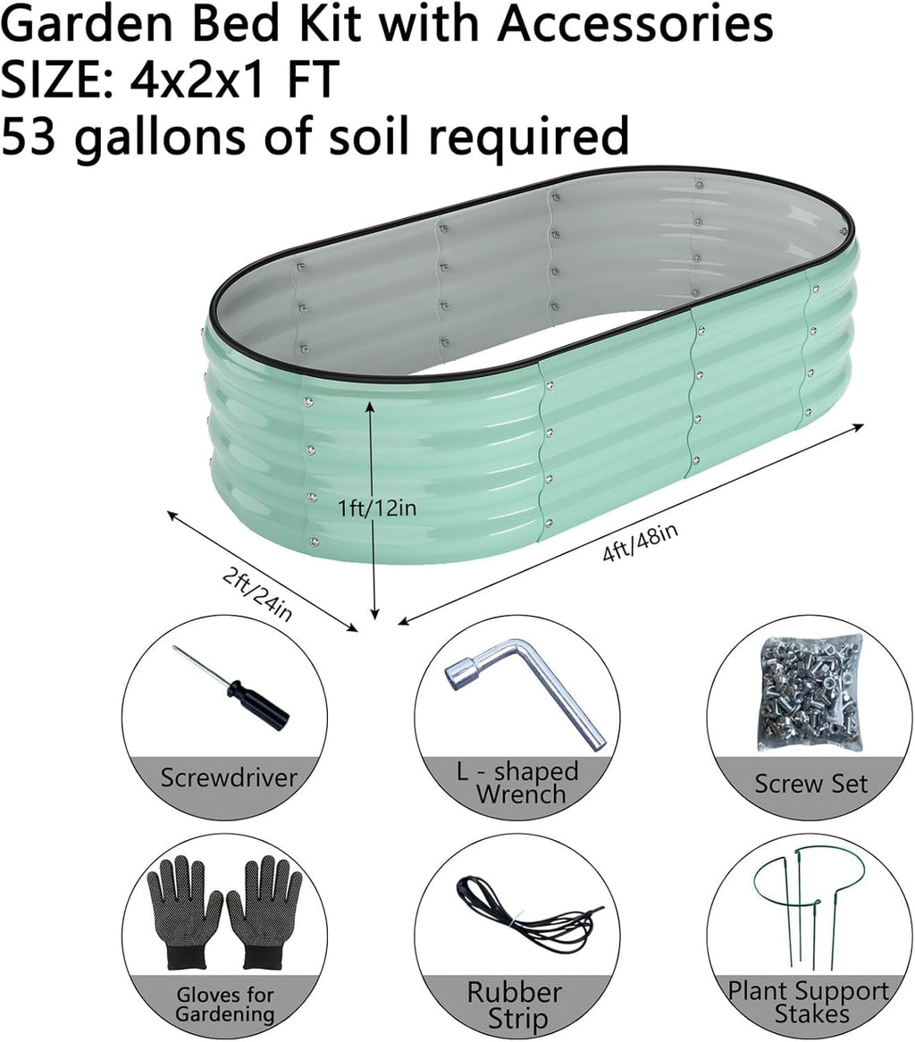 Galvanized Metal Raised Garden Bed Kit for Gardening Outdoor Planter Grow Garden Box Raised Flower Bed Galvanized Planter Outdoor Brown 1PC