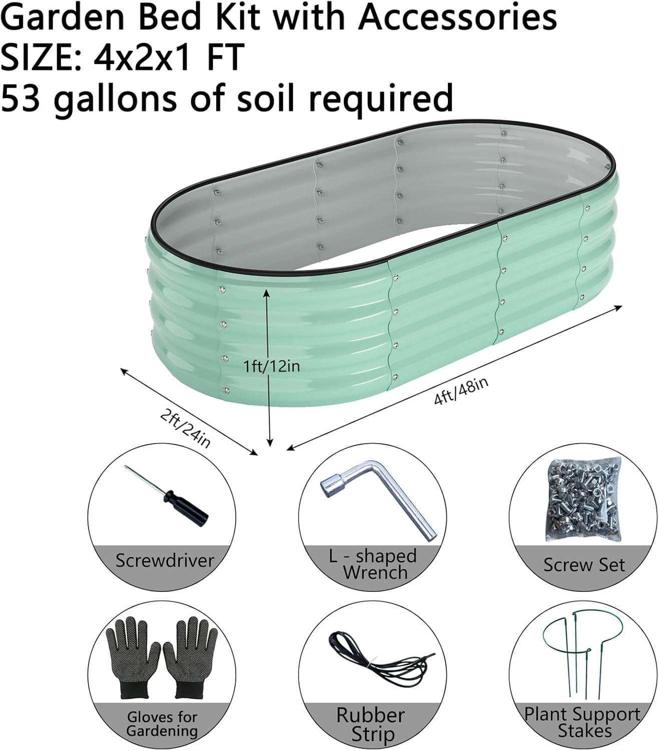 Galvanized Metal Raised Garden Bed Kit for Gardening Outdoor Planter Grow Garden Box Raised Flower Bed Galvanized Planter Outdoor Brown 1PC