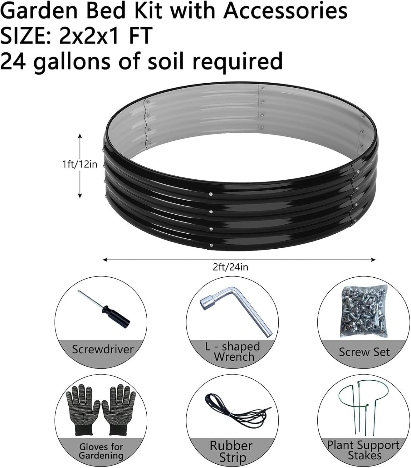 Galvanized Metal Raised Garden Bed Kit for Gardening Outdoor Planter Grow Garden Box Raised Flower Bed Galvanized Planter Outdoor Brown 1PC
