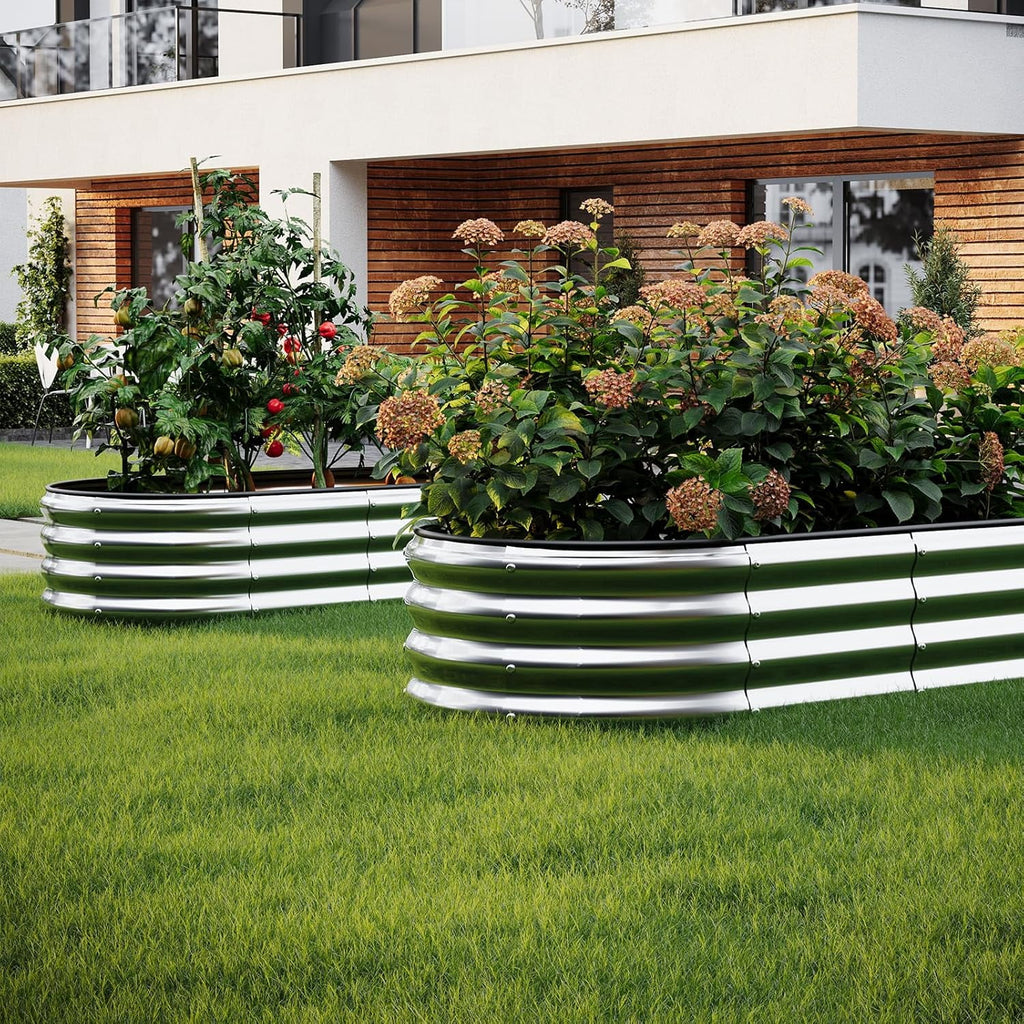 Galvanized Metal Raised Garden Bed Kit for Gardening Outdoor Planter Grow Garden Box Raised Flower Bed Galvanized Planter Outdoor Brown 1PC