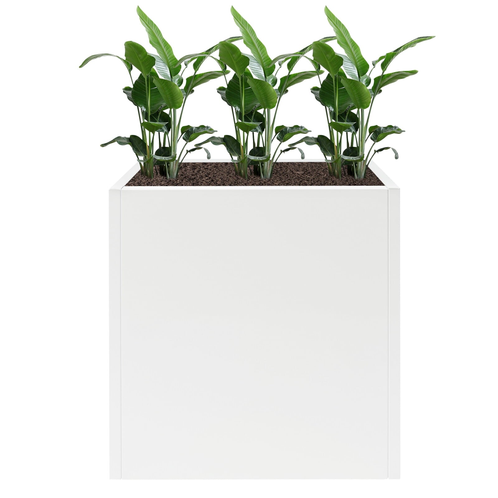 Tall Metal Planter Box for Outdoor/Indoor Use, 24*10*24 Inches Large Rectangular Flowerpot With Practical Tool, Free Standing for Office and Gardens (White)