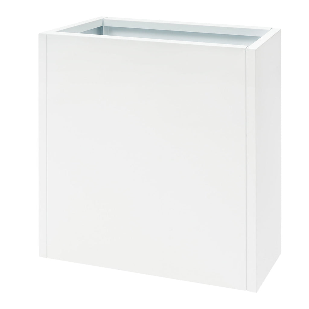 Tall Metal Planter Box for Outdoor/Indoor Use, 24*10*24 Inches Large Rectangular Flowerpot With Practical Tool, Free Standing for Office and Gardens (White)