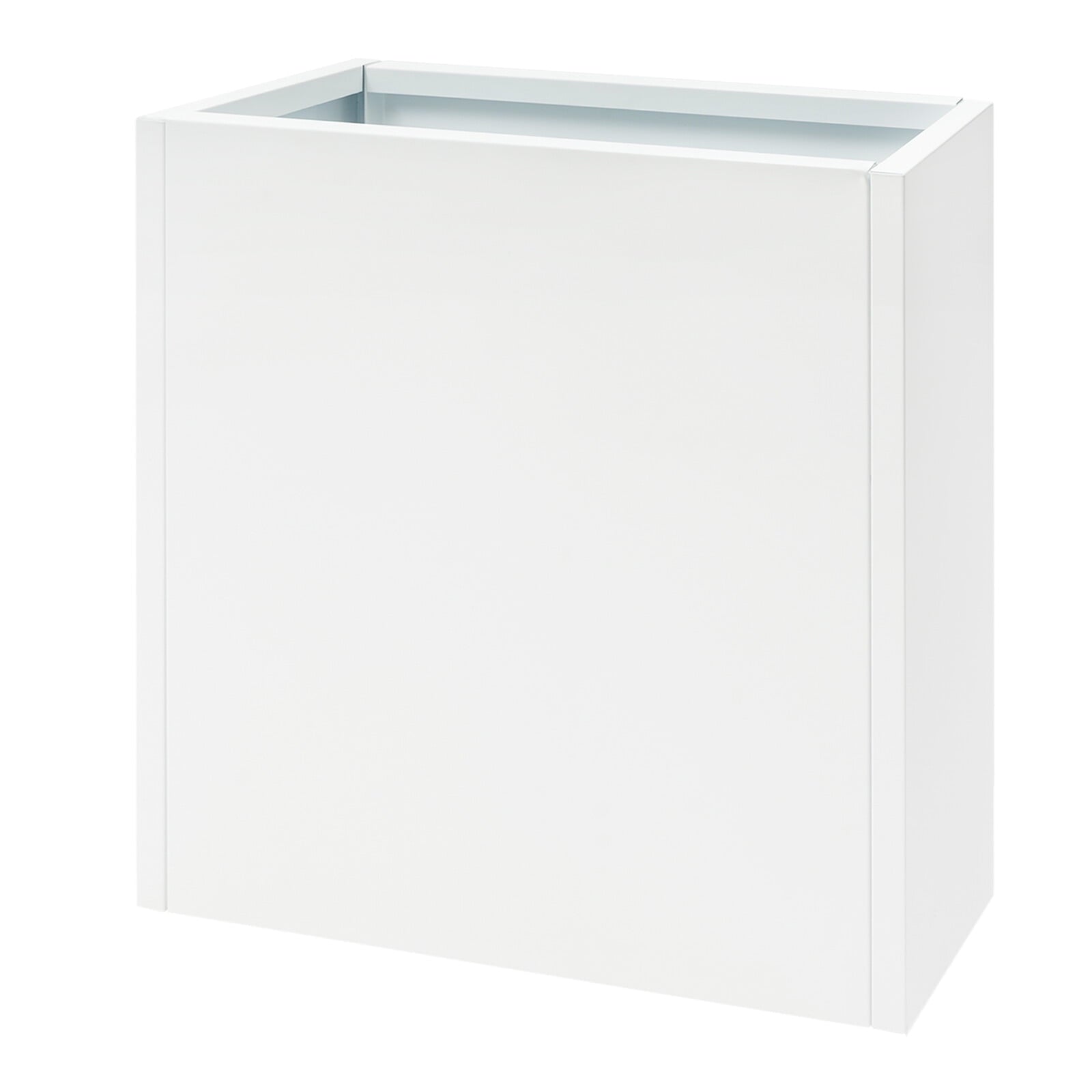 Tall Metal Planter Box for Outdoor/Indoor Use, 24*10*24 Inches Large Rectangular Flowerpot With Practical Tool, Free Standing for Office and Gardens (White)