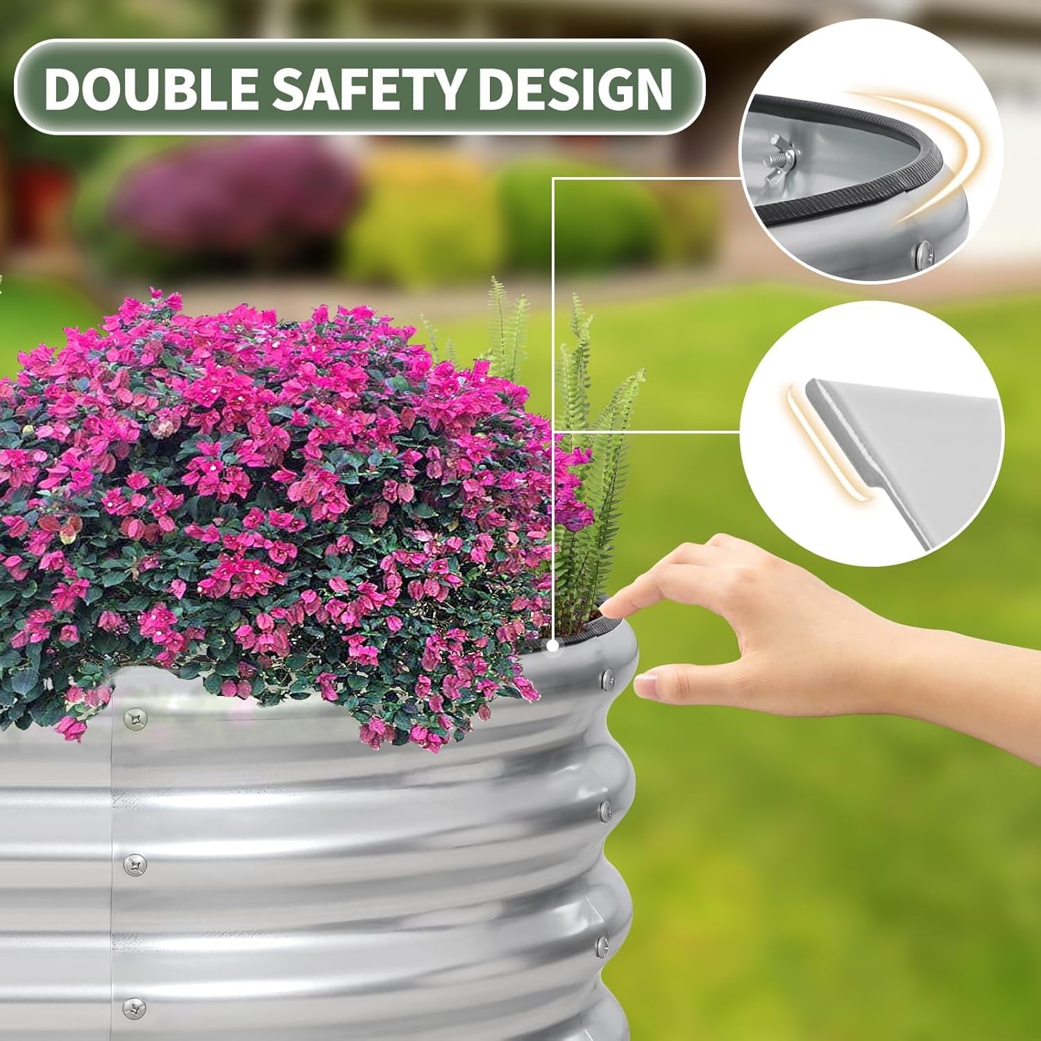 Galvanized Raised Garden Bed- Planter Garden Boxes Outdoor, Raised Beds for Gardening, 4x2x1ft  Garden Bed Kit for Vegetables Flower, Planter Raised Bed with Protective Tape &amp; Tools.