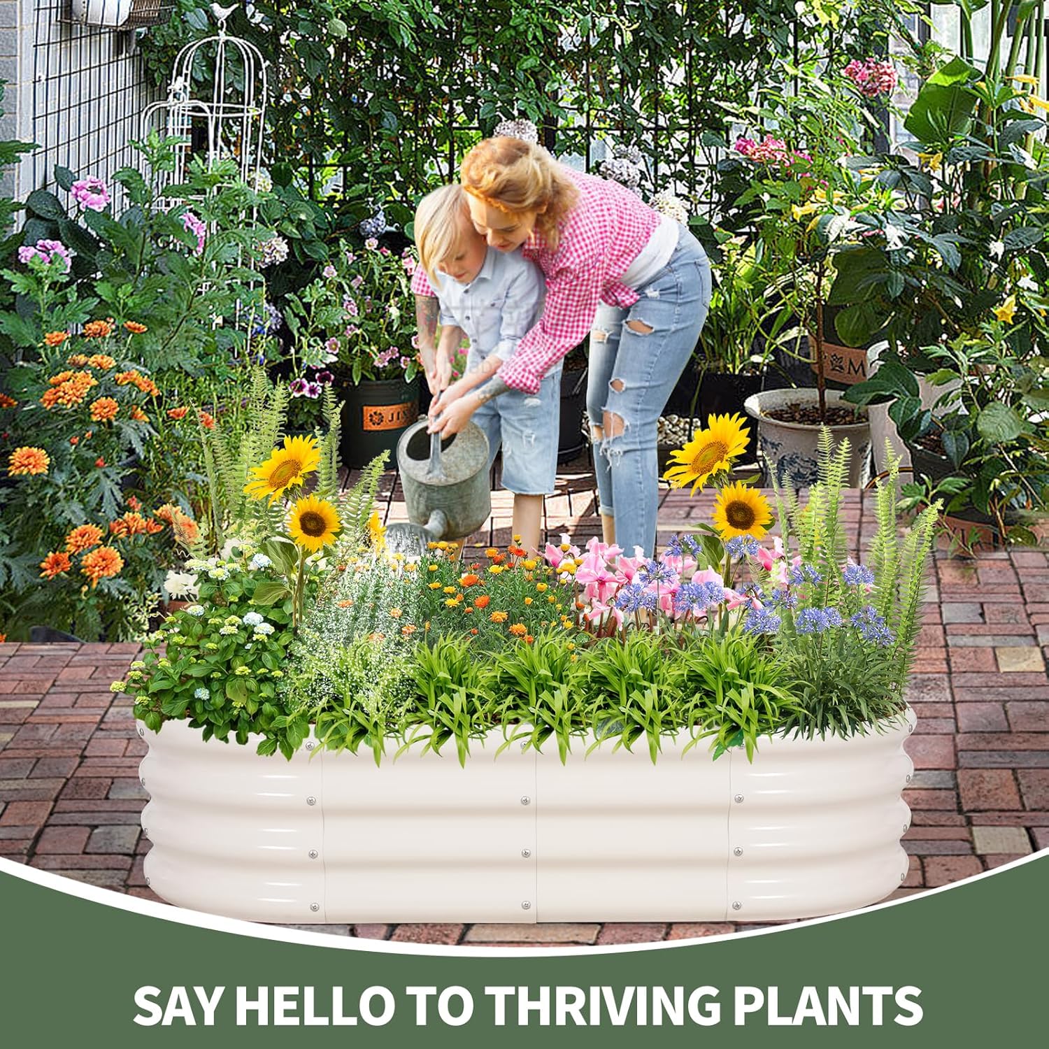 Galvanized Raised Garden Bed- Planter Garden Boxes Outdoor, Raised Beds for Gardening, 4x2x1ft  Garden Bed Kit for Vegetables Flower, Planter Raised Bed with Protective Tape &amp; Tools.