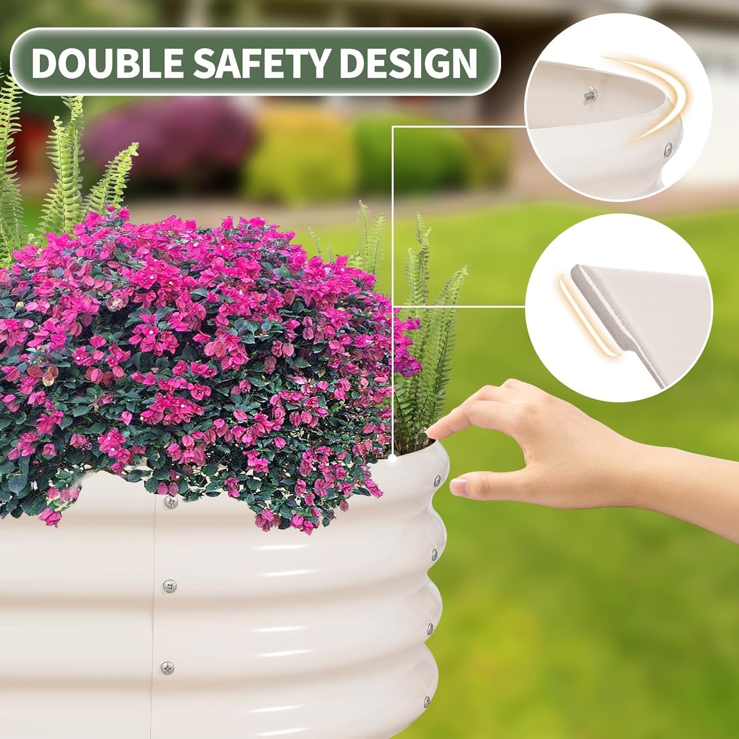 Galvanized Raised Garden Bed- Planter Garden Boxes Outdoor, Raised Beds for Gardening, 4x2x1ft  Garden Bed Kit for Vegetables Flower, Planter Raised Bed with Protective Tape &amp; Tools.