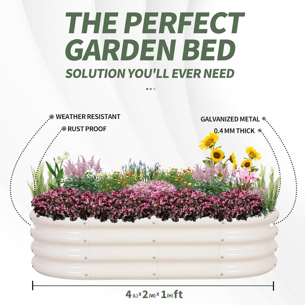 Galvanized Raised Garden Bed- Planter Garden Boxes Outdoor, Raised Beds for Gardening, 4x2x1ft  Garden Bed Kit for Vegetables Flower, Planter Raised Bed with Protective Tape &amp; Tools.