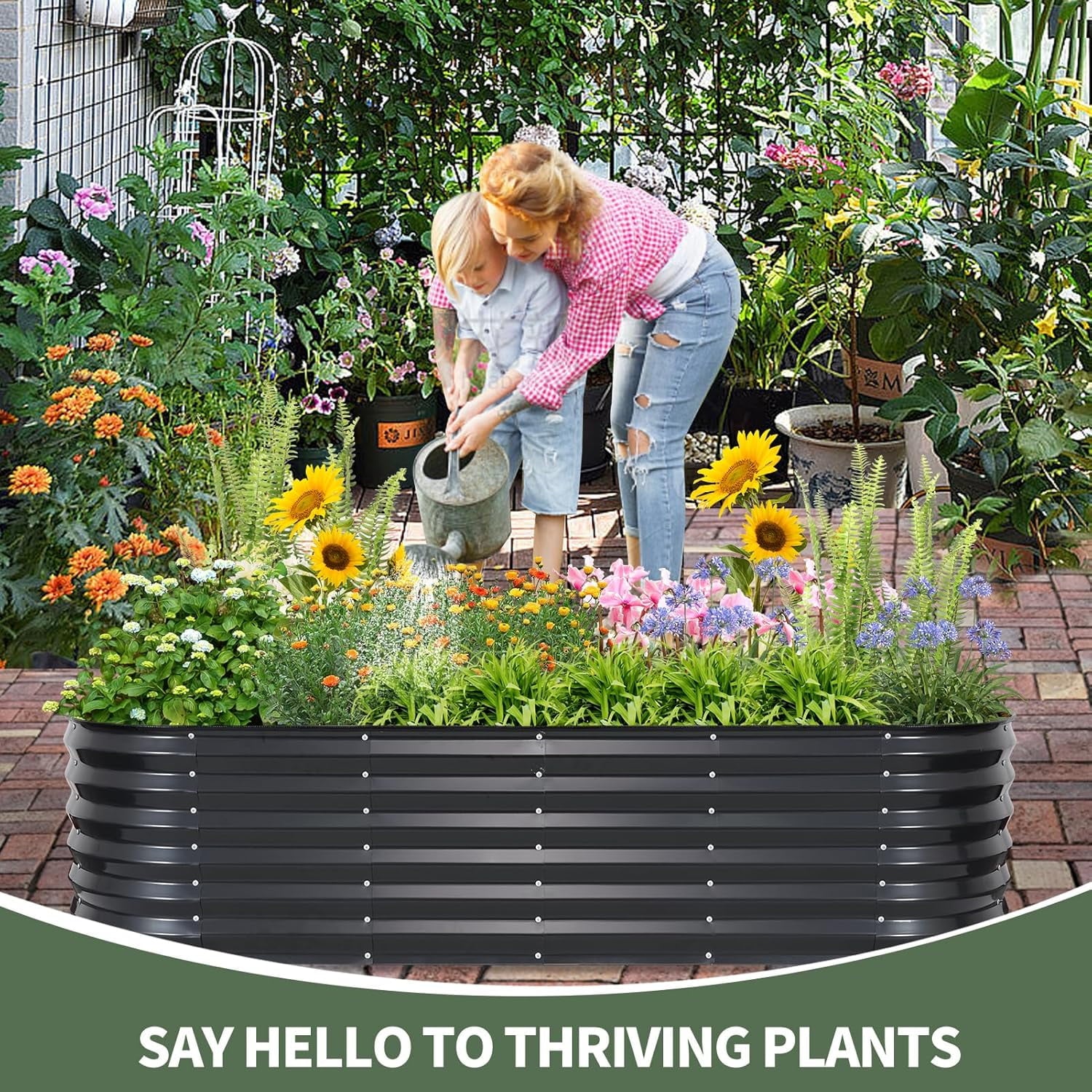 Galvanized Raised Garden Bed- Planter Garden Boxes Outdoor, Raised Beds for Gardening, 4x2x1ft  Garden Bed Kit for Vegetables Flower, Planter Raised Bed with Protective Tape &amp; Tools.