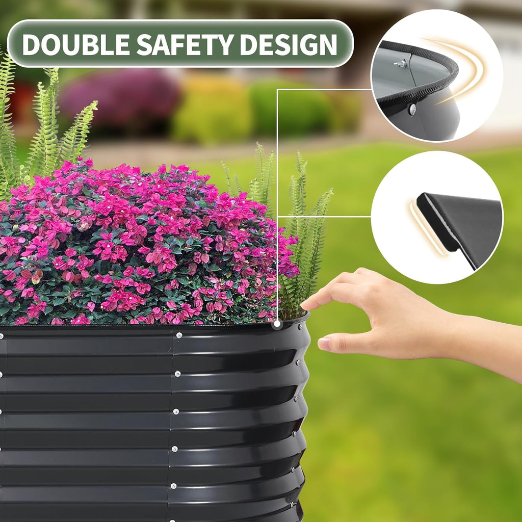 Galvanized Raised Garden Bed- Planter Garden Boxes Outdoor, Raised Beds for Gardening, 4x2x1ft  Garden Bed Kit for Vegetables Flower, Planter Raised Bed with Protective Tape &amp; Tools.