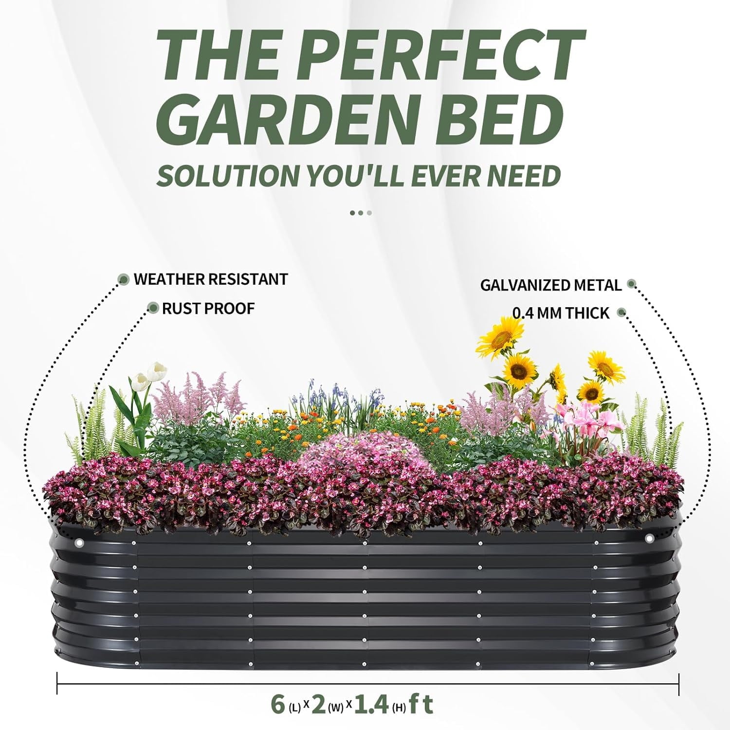 Galvanized Raised Garden Bed- Planter Garden Boxes Outdoor, Raised Beds for Gardening, 4x2x1ft  Garden Bed Kit for Vegetables Flower, Planter Raised Bed with Protective Tape &amp; Tools.