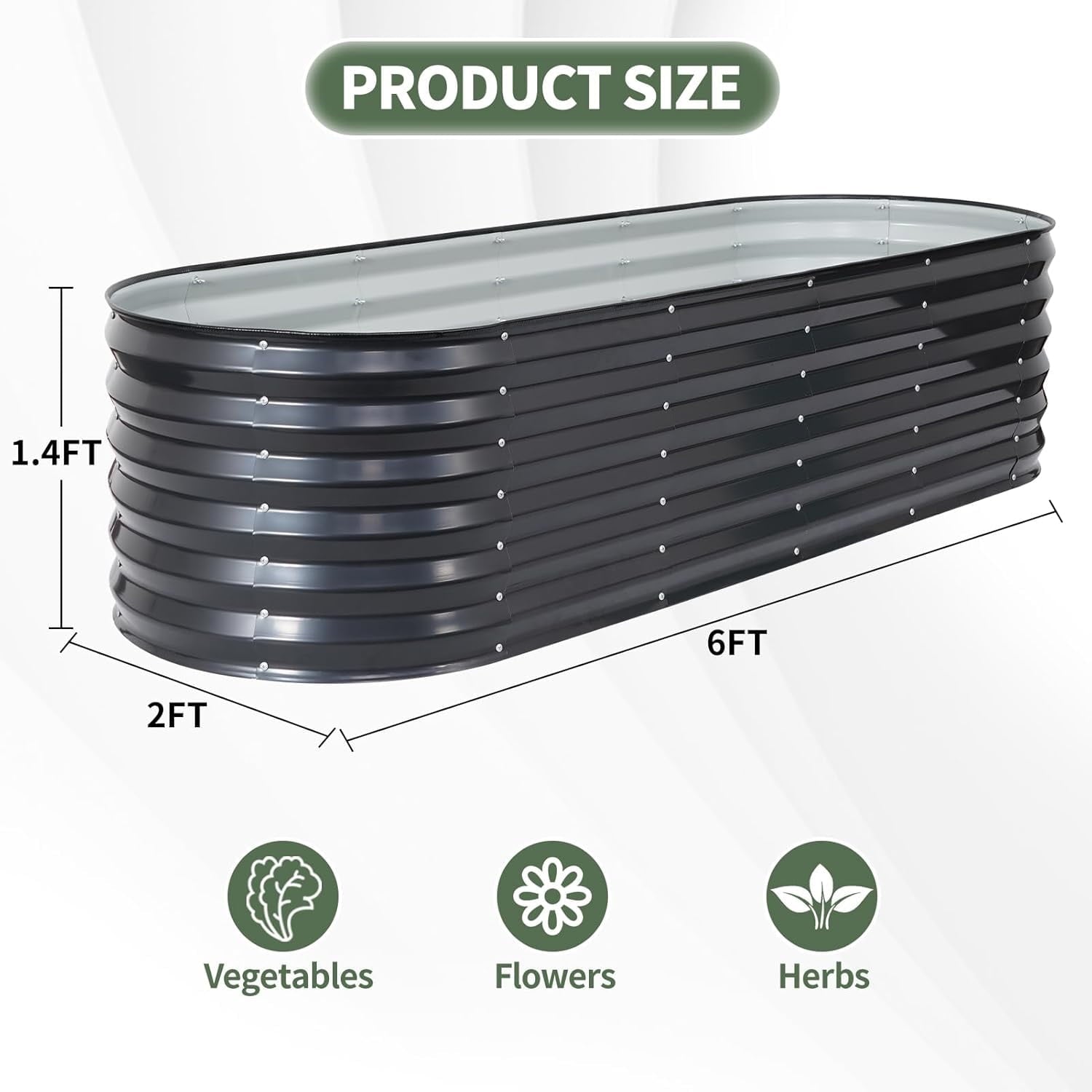 Galvanized Raised Garden Bed- Planter Garden Boxes Outdoor, Raised Beds for Gardening, 4x2x1ft  Garden Bed Kit for Vegetables Flower, Planter Raised Bed with Protective Tape &amp; Tools.