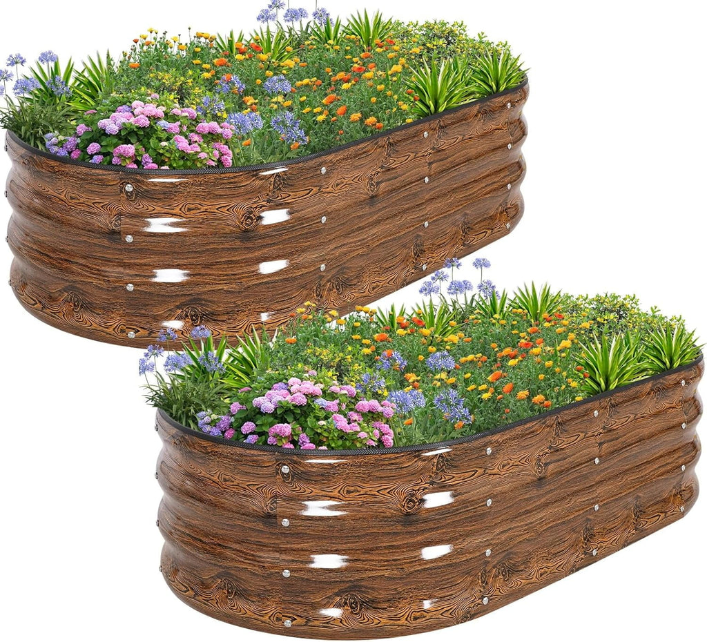 Galvanized Raised Garden Bed- Planter Garden Boxes Outdoor, Raised Beds for Gardening, 4x2x1ft  Garden Bed Kit for Vegetables Flower, Planter Raised Bed with Protective Tape &amp; Tools.