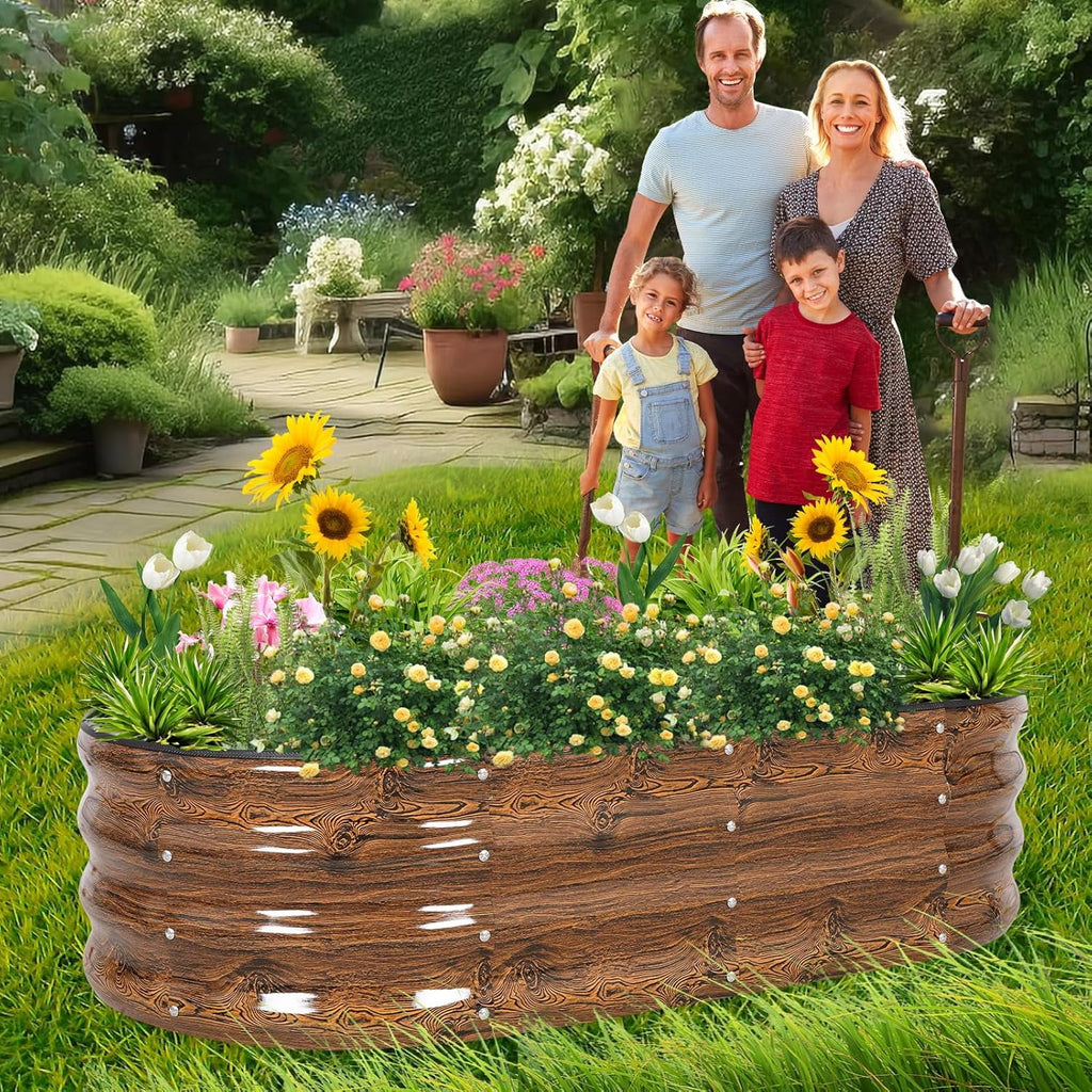 Galvanized Raised Garden Bed- Planter Garden Boxes Outdoor, Raised Beds for Gardening, 4x2x1ft  Garden Bed Kit for Vegetables Flower, Planter Raised Bed with Protective Tape &amp; Tools.