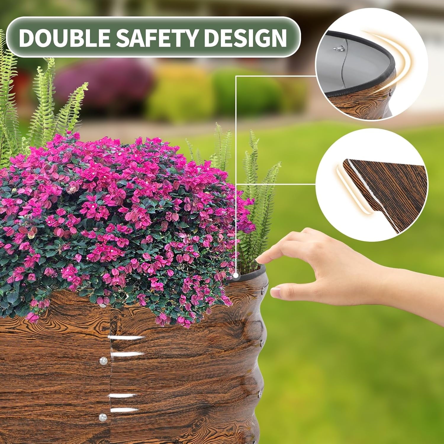 Galvanized Raised Garden Bed- Planter Garden Boxes Outdoor, Raised Beds for Gardening, 4x2x1ft  Garden Bed Kit for Vegetables Flower, Planter Raised Bed with Protective Tape &amp; Tools.