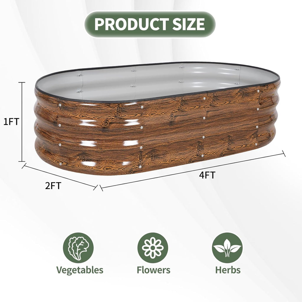 Galvanized Raised Garden Bed- Planter Garden Boxes Outdoor, Raised Beds for Gardening, 4x2x1ft  Garden Bed Kit for Vegetables Flower, Planter Raised Bed with Protective Tape &amp; Tools.