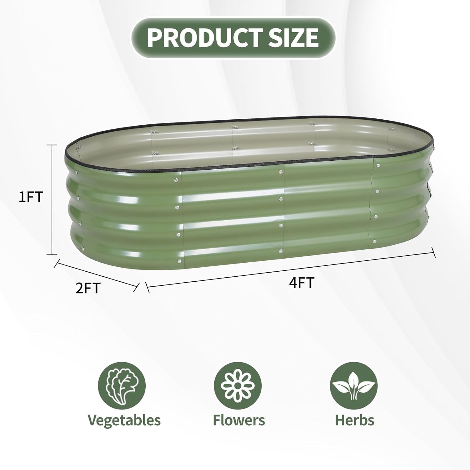 Galvanized Raised Garden Bed- Planter Garden Boxes Outdoor, Raised Beds for Gardening, 4x2x1ft  Garden Bed Kit for Vegetables Flower, Planter Raised Bed with Protective Tape &amp; Tools.