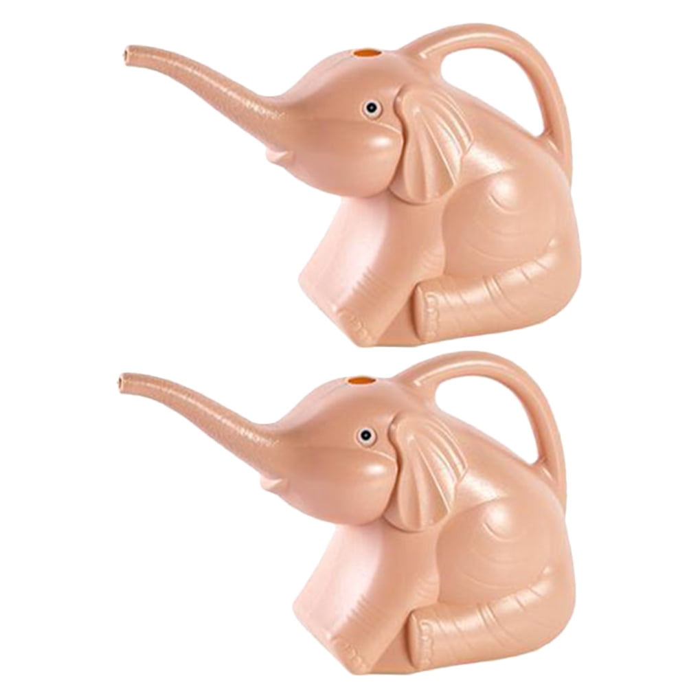 2 Lovely Pink Plastic Watering Cans with Long Spout for Gardening Use