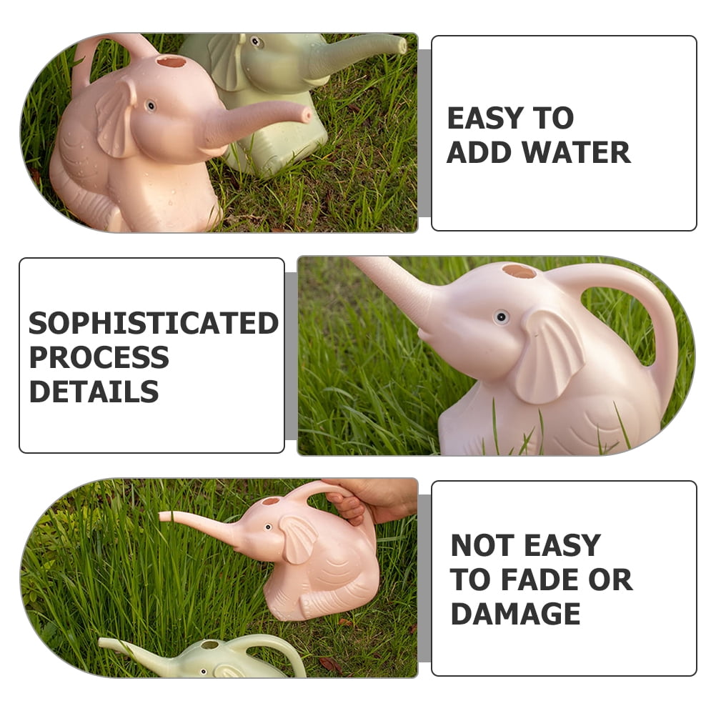 2 Lovely Pink Plastic Watering Cans with Long Spout for Gardening Use