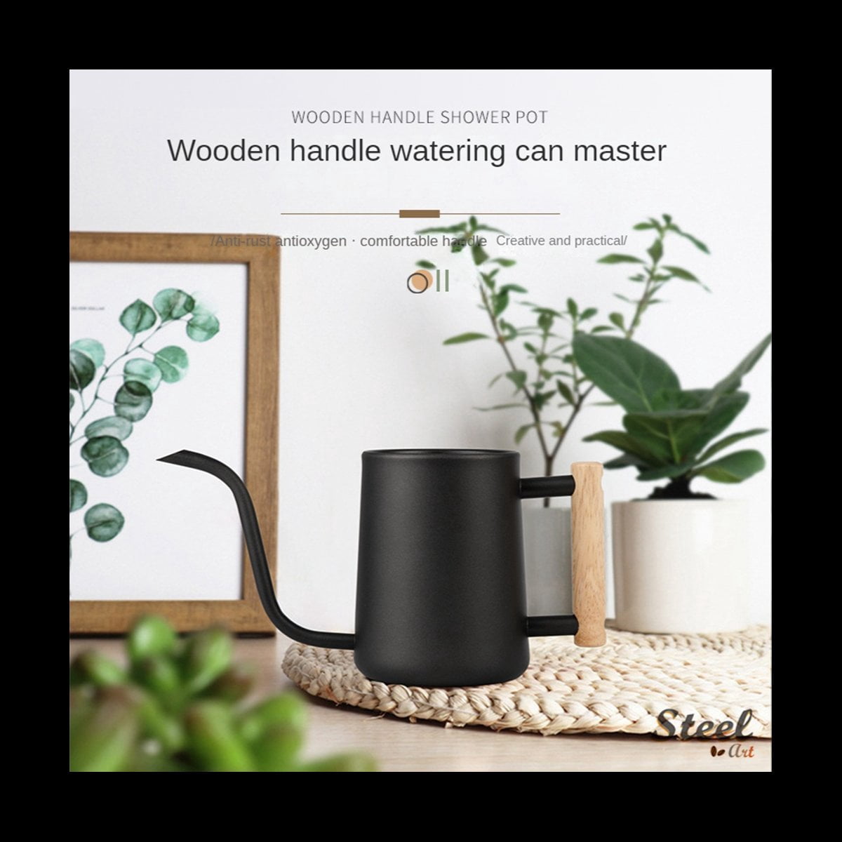 Watering Can Indoor Plants, 35 /1000 Ml Metal Stainless Steel Watering Can Pot with Long Spout for Indoor House White