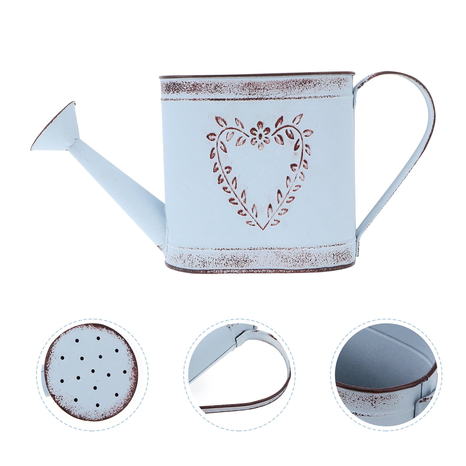 2pcs Iron Flowerpot Metal Watering Can Vintage Vase Desktop Decoration