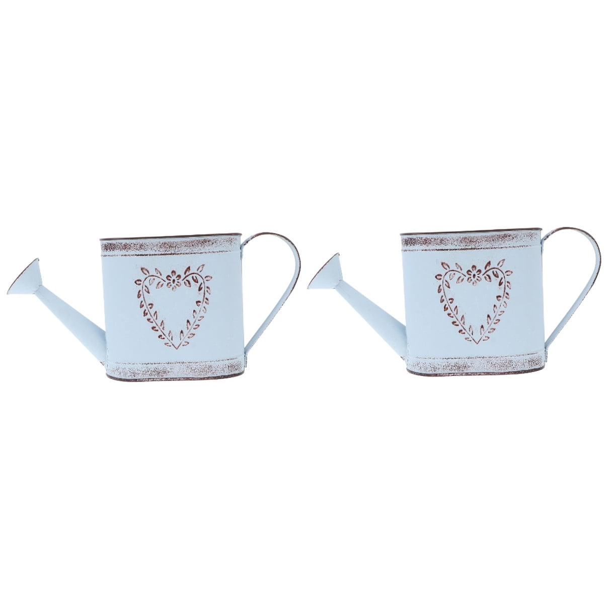 2pcs Iron Flowerpot Metal Watering Can Vintage Vase Desktop Decoration