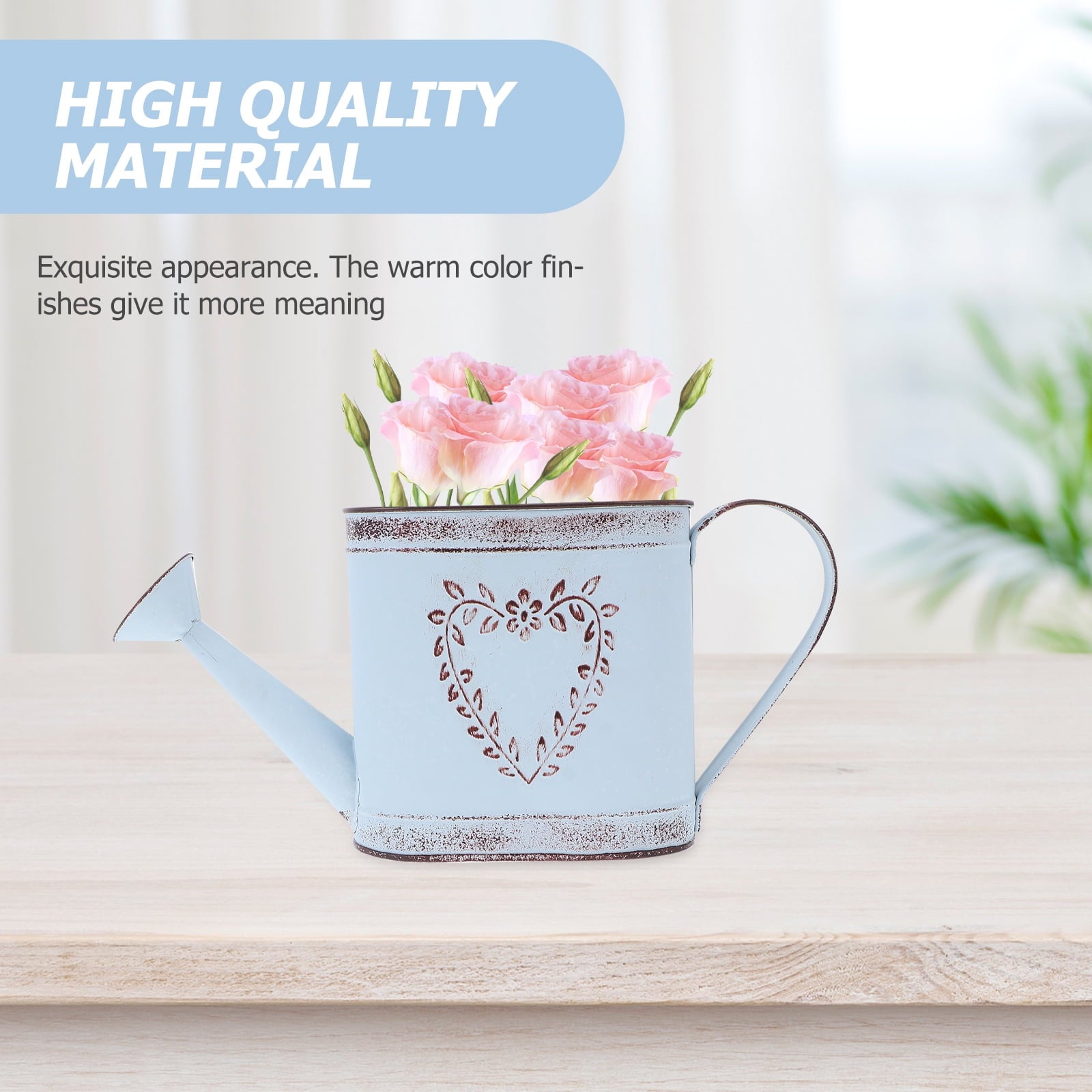 2pcs Iron Flowerpot Metal Watering Can Vintage Vase Desktop Decoration