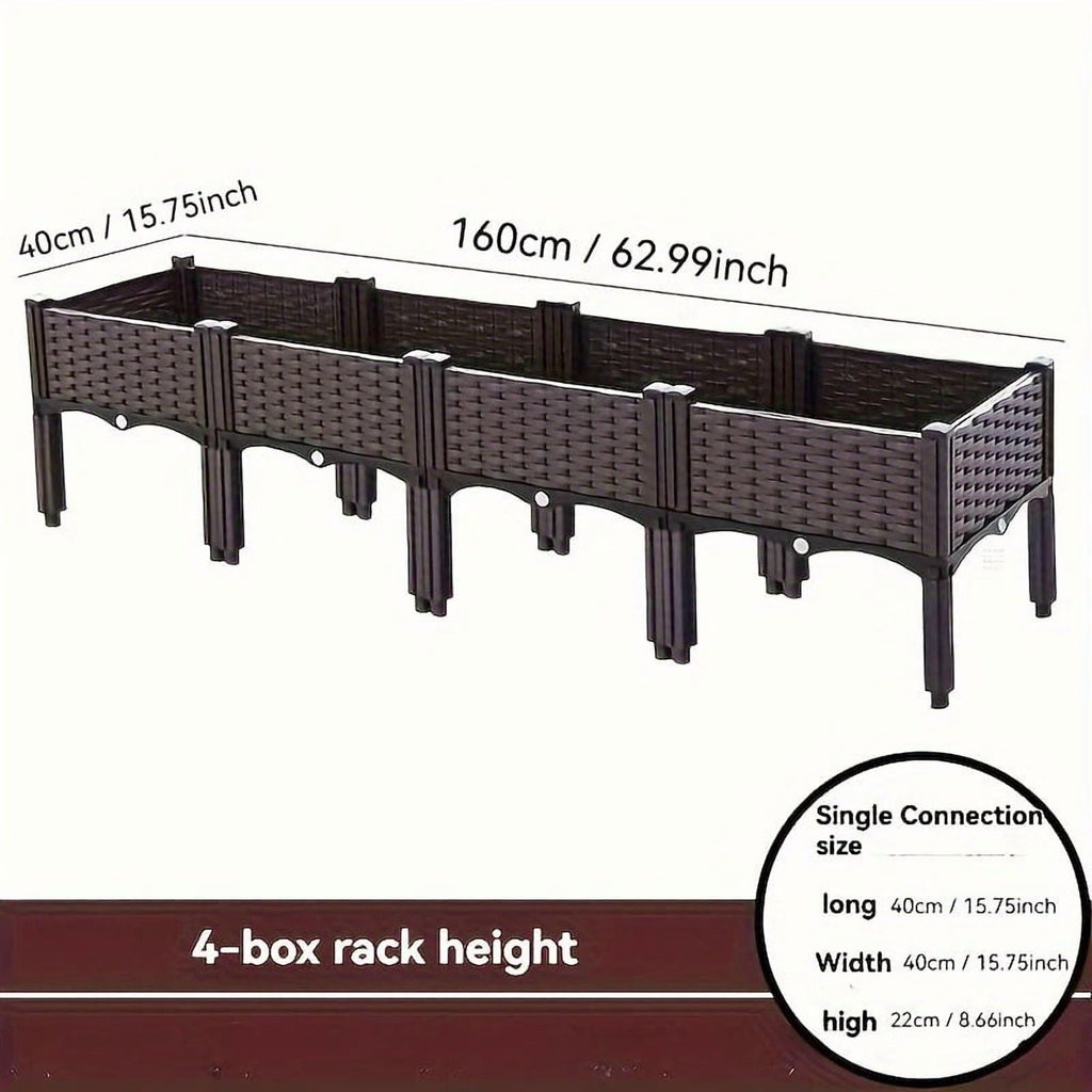 Large Outdoor Planting Box, Raised Garden Bed with Elevated Planter for Patio Balcony Deck Gardening - Perfect for Flowers Vegetables Tomatoes Herbs Brown