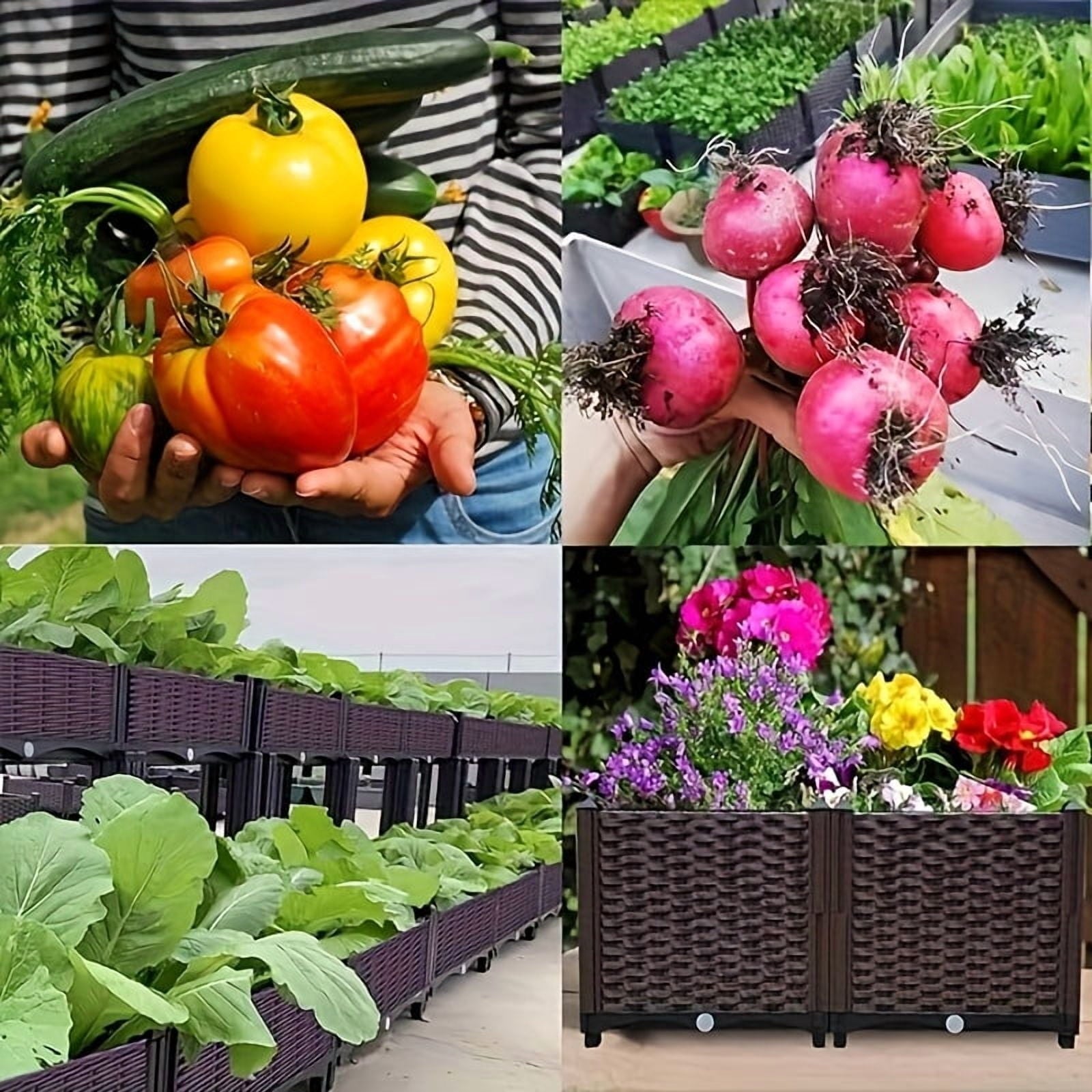 Large Outdoor Planting Box, Raised Garden Bed with Elevated Planter for Patio Balcony Deck Gardening - Perfect for Flowers Vegetables Tomatoes Herbs Brown